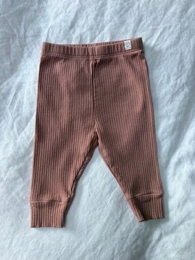 Baby Mori Ribbed Leggings in Ribbed Rose